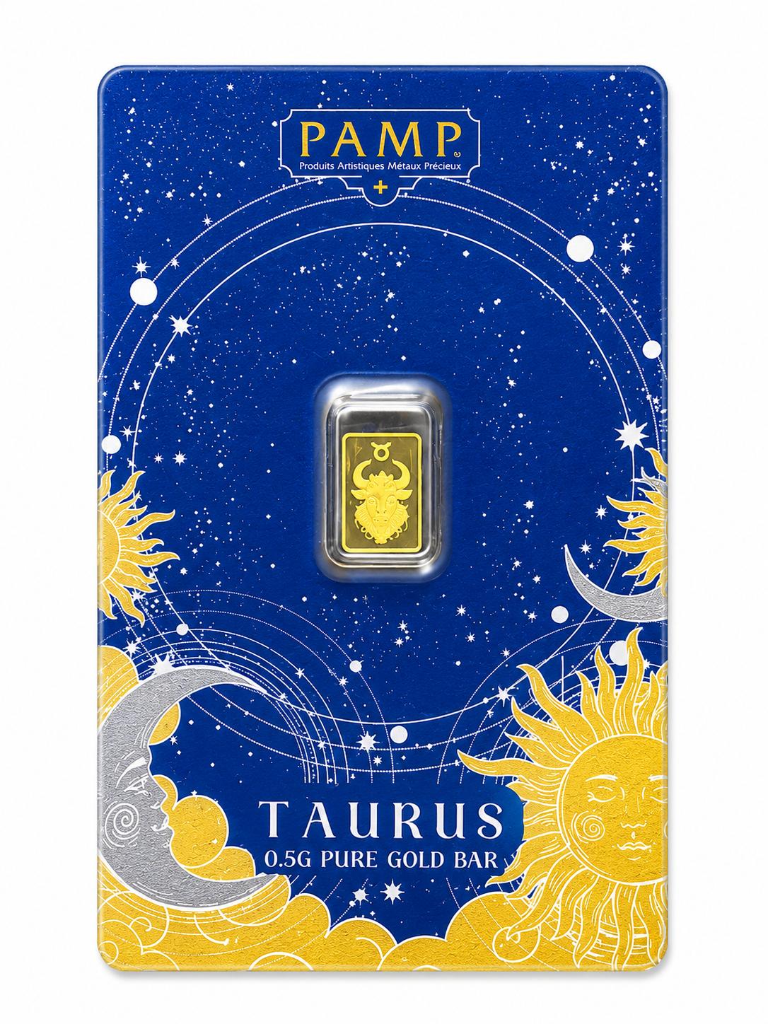 PAMP Taurus Zodiac 0.5g .9999 Fine Gold Bar