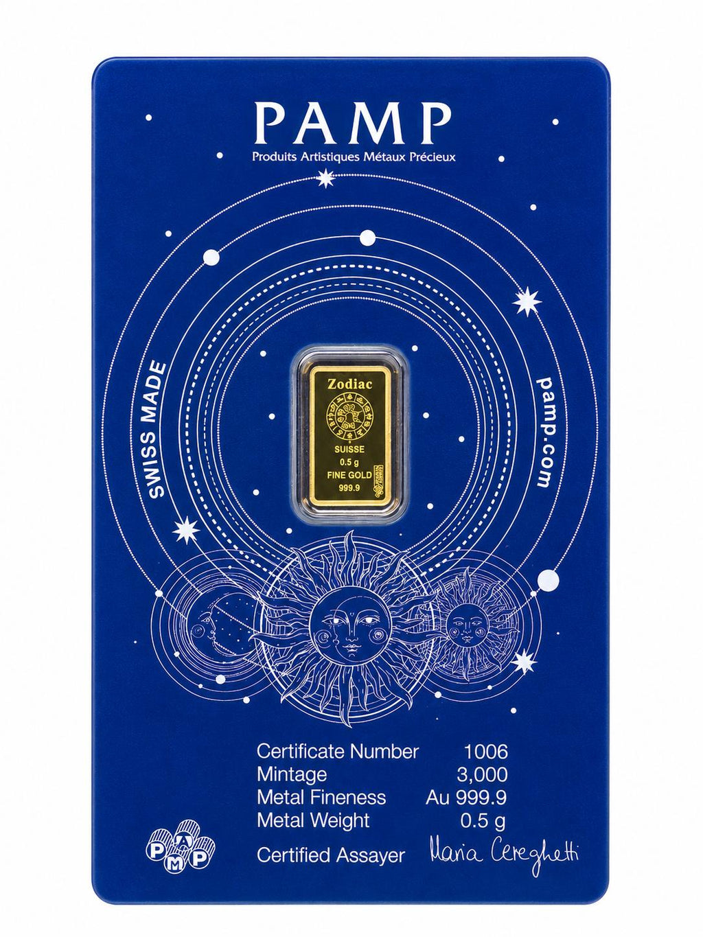 PAMP Taurus Zodiac 0.5g .9999 Fine Gold Bar