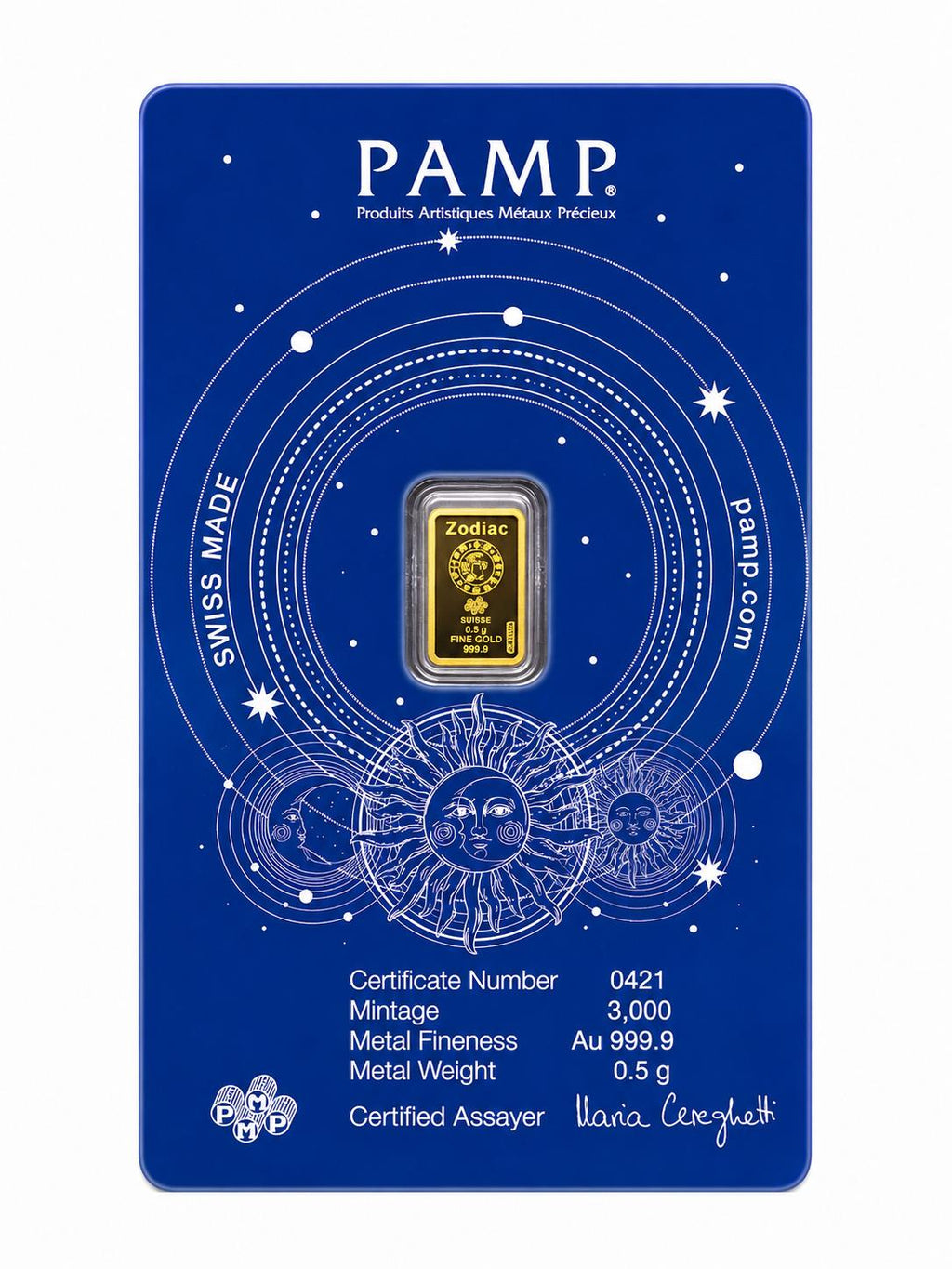 PAMP Libra Zodiac 0.5g .9999 Fine Gold Bar