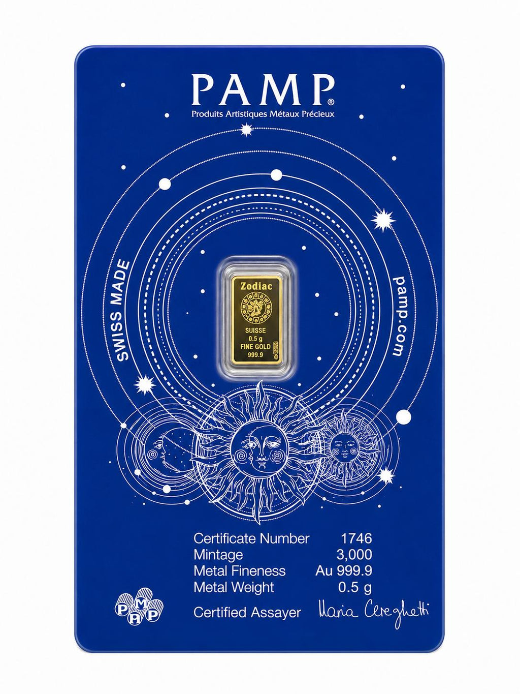 PAMP Capricorn Zodiac 0.5g .9999 Fine Gold Bar