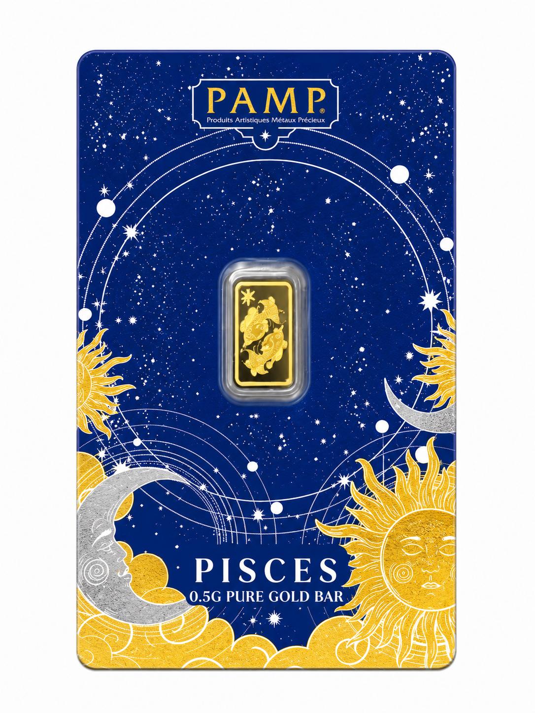 PAMP Pisces Zodiac 0.5g .9999 Fine Gold Bar