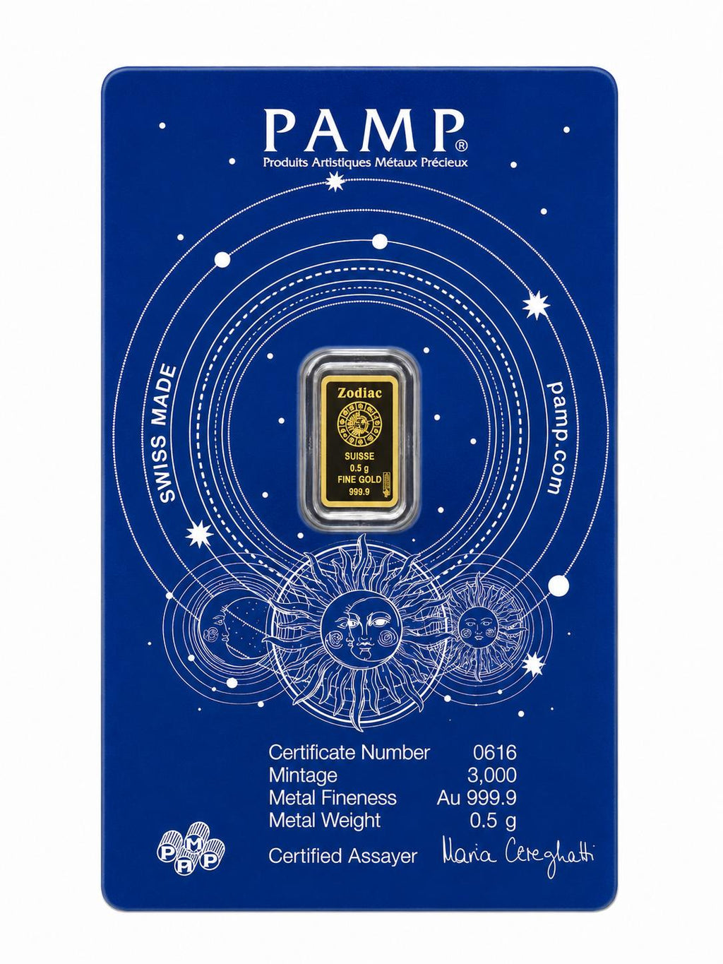PAMP Pisces Zodiac 0.5g .9999 Fine Gold Bar