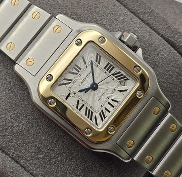 Cartier Santos Galibee White Roman Dial on Two Tone Yellow & Steel 2423