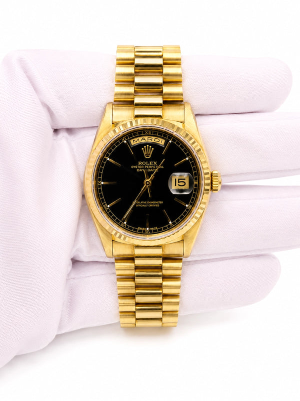 Rolex Day-Date Black Dial on President 18238