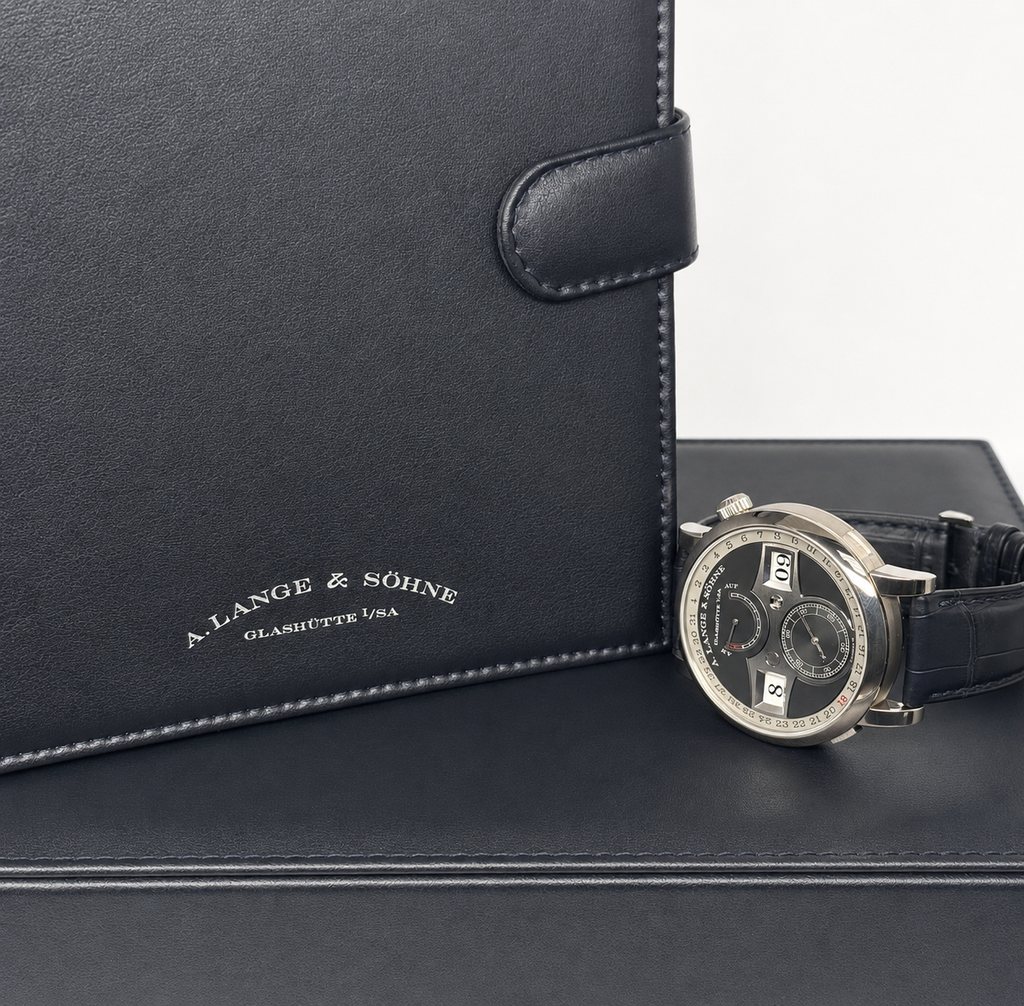 A. Lange & Sohne Zeitwerk Date Gray Dial on Leather Strap 148.038/LSLS1483AA Complete 2021