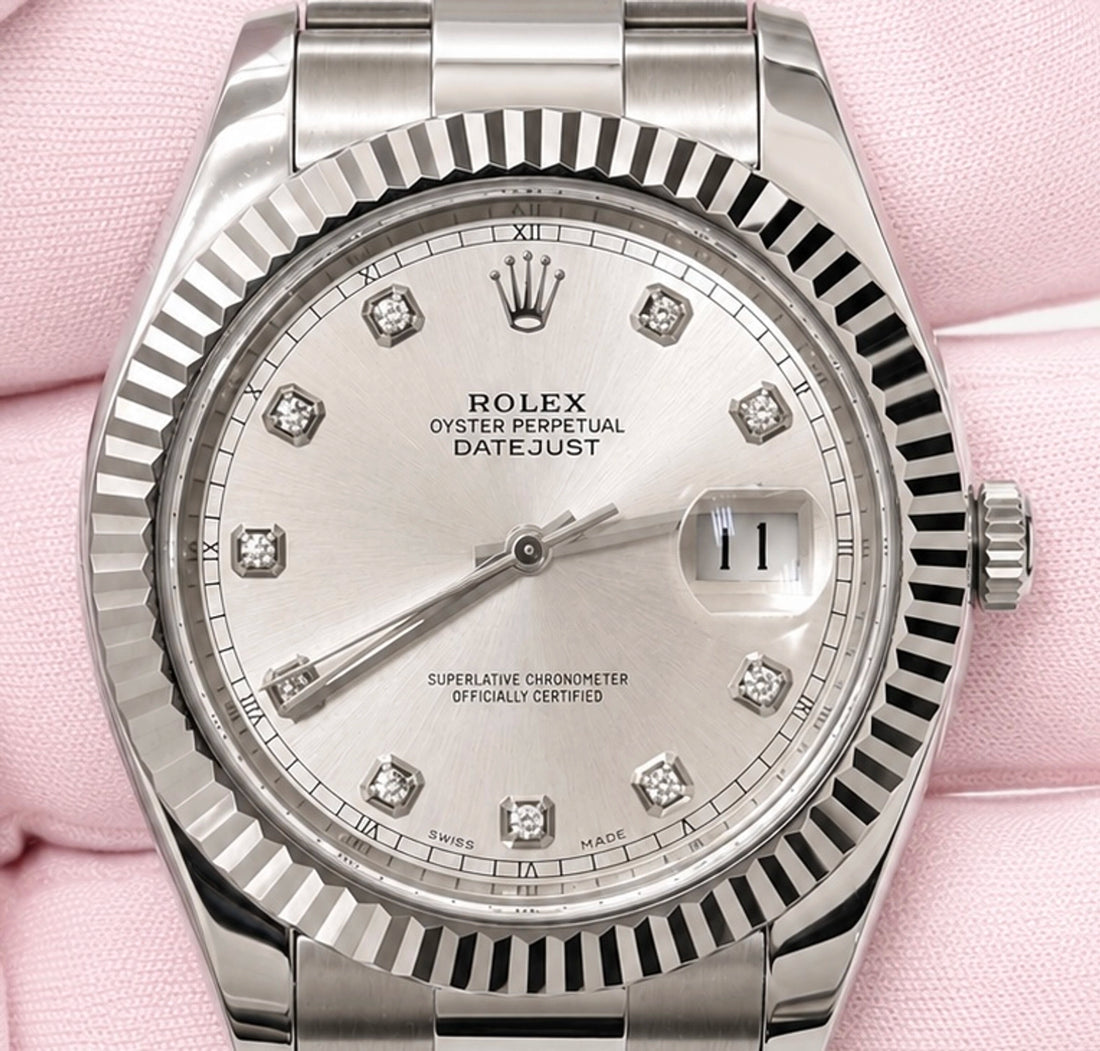 Rolex Datejust II Silver Diamond Dial on Oyster 116334
