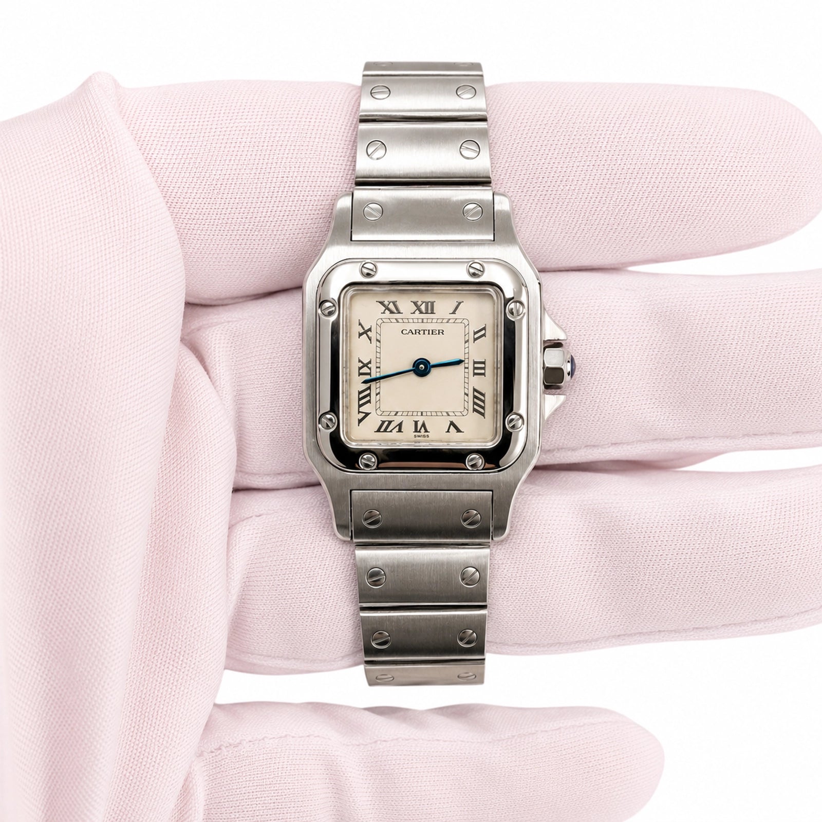 Cartier Santos Galibee White Roman Dial on Steel 1565