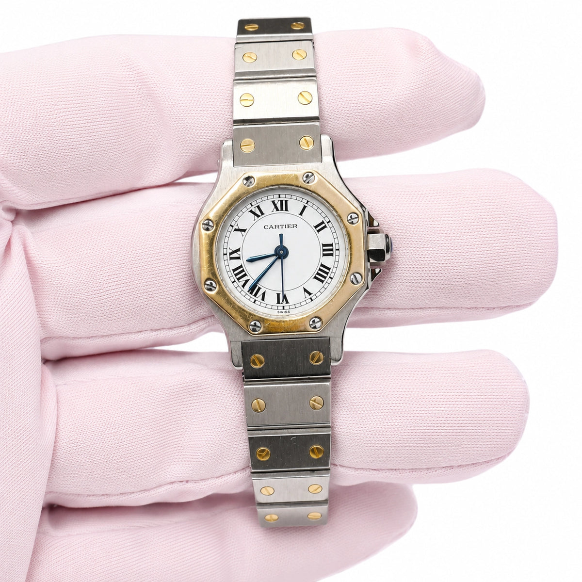 Cartier Santos White Dial on Two Tone 0907