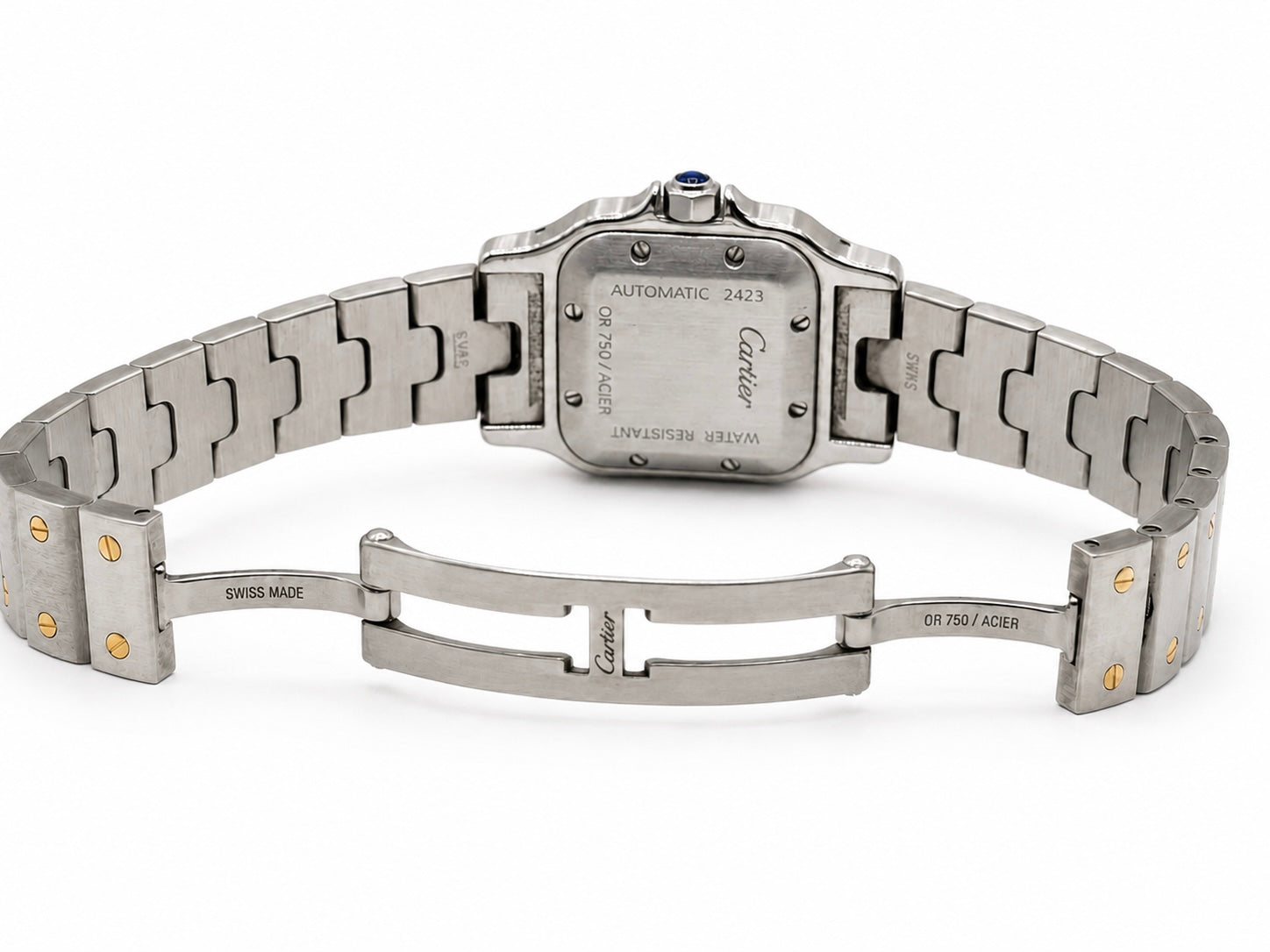 Cartier Santos Galibee White Roman Dial on Two Tone Yellow & Steel 2423