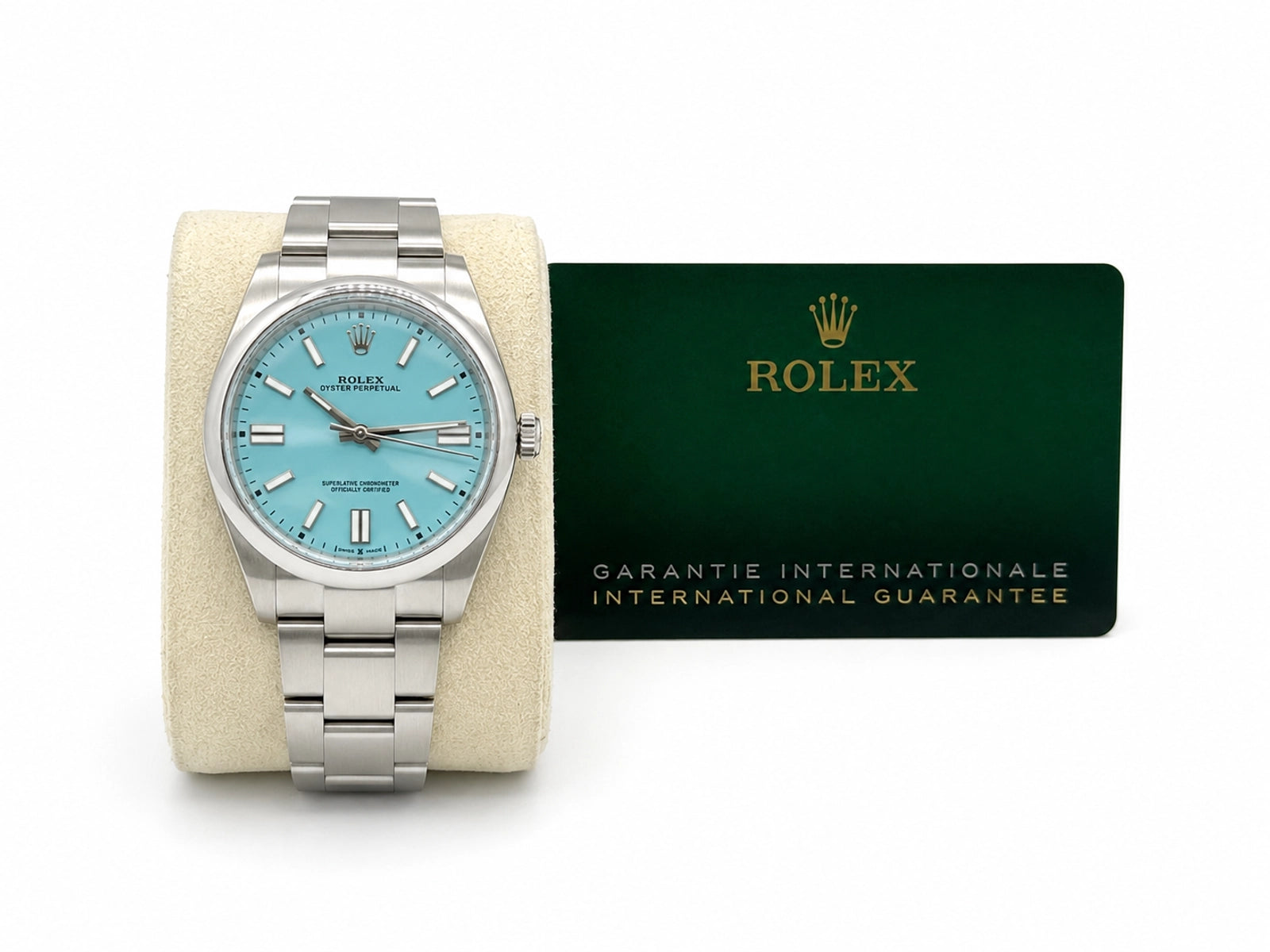 Rolex Oyster Perpetual 41 Turquoise Blue Index Dial on Oyster 124300 Card 2021