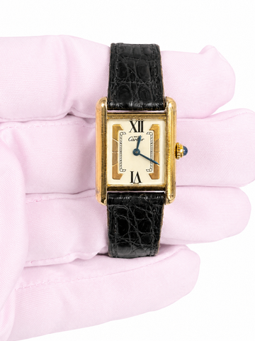 Cartier Tank Must Vermail Trinity White Colored Dial on Strap W1006345 Papers 1997