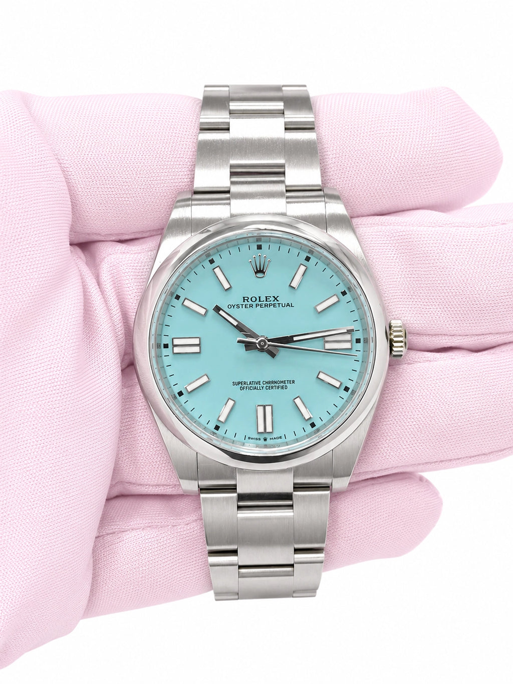 Rolex Oyster Perpetual 41 Turquoise Blue Index Dial on Oyster 124300 Card 2021