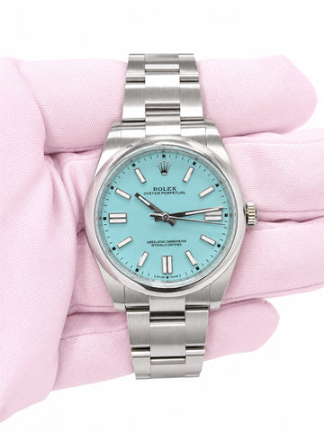 Rolex Oyster Perpetual 41 Turquoise Blue Index Dial on Oyster 124300 Card 2021