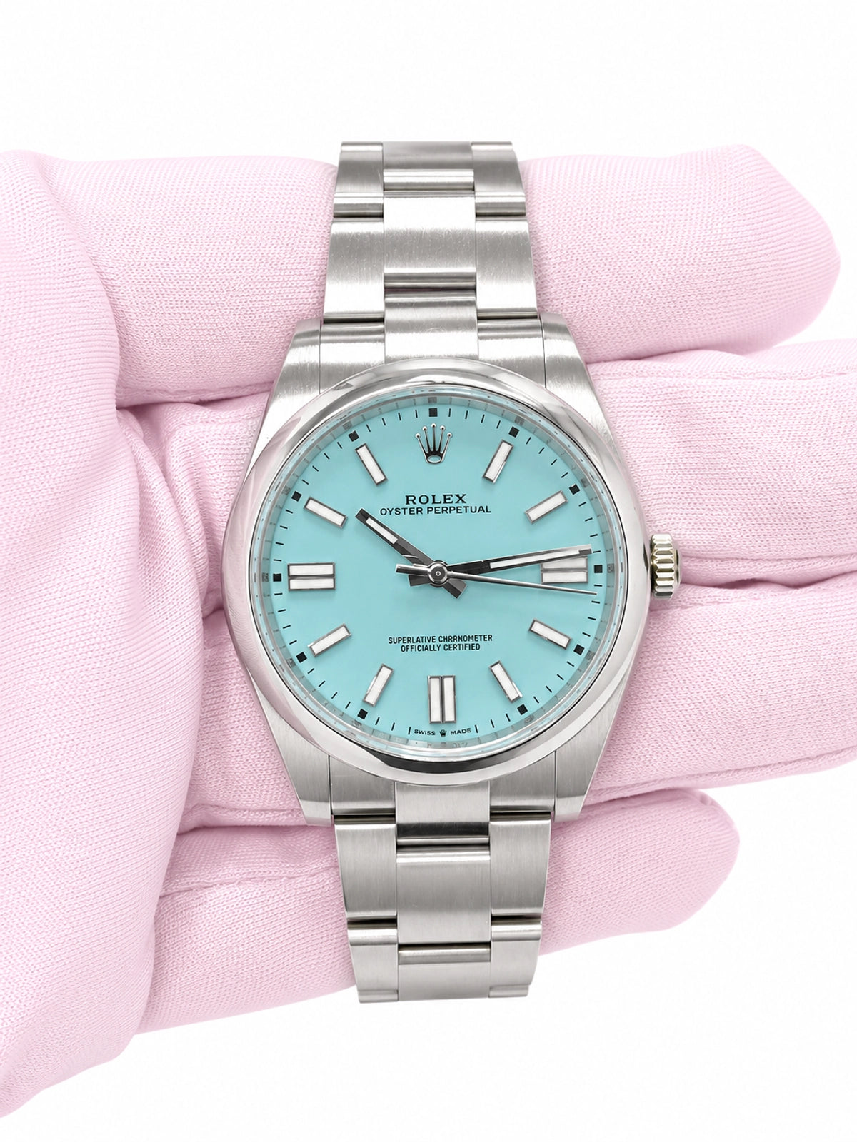 Rolex Oyster Perpetual 41 Turquoise Blue Index Dial on Oyster 124300 Card 2021