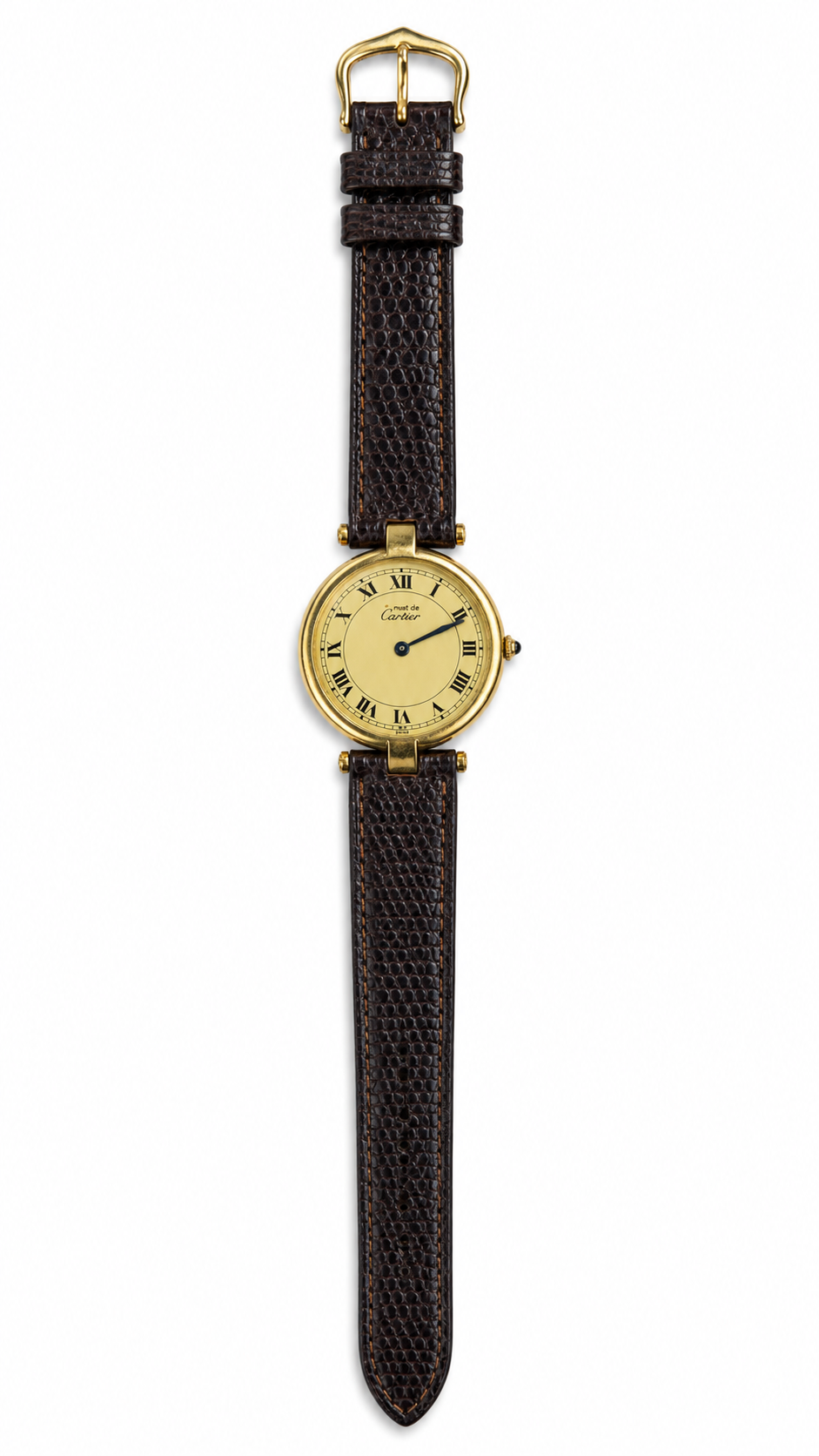 Cartier Must De Cartier Paris Champgane/Cream Dial on Brown Strap Card