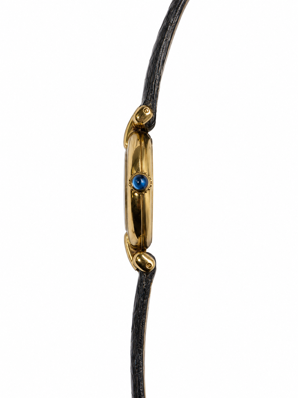 Cartier Vermeil Black Dial on BlackLeather Strap 590002