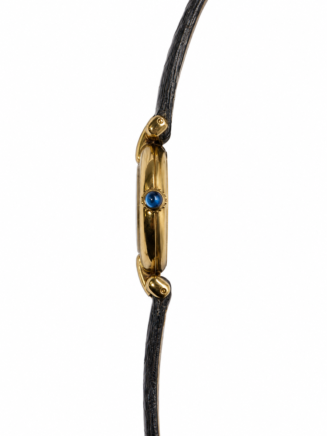 Cartier Vermeil Black Dial on BlackLeather Strap 590002