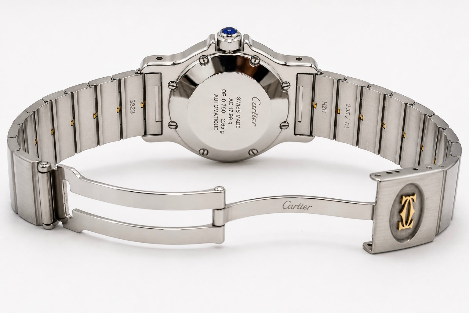Cartier Santos Octagon White Dial on 2966