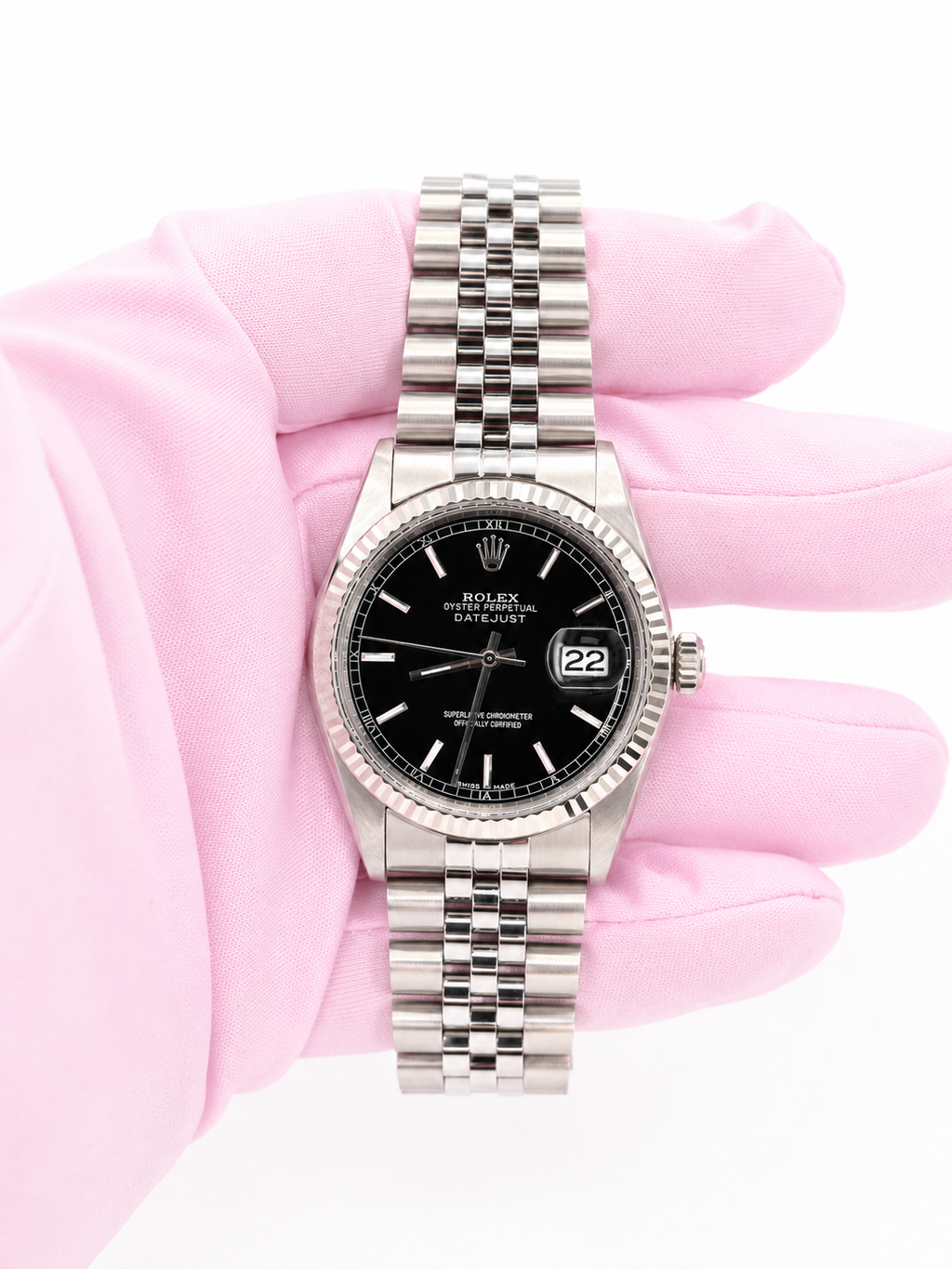 Rolex Datejust 36 Black Stick Dial on Jubilee 1601