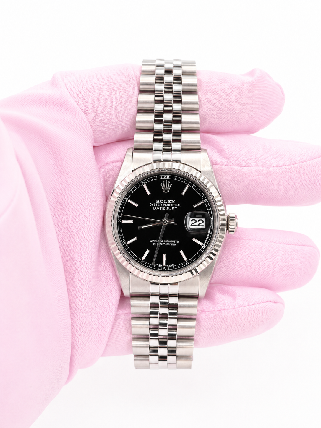 Rolex Datejust 36 Black Stick Dial on Jubilee 1601