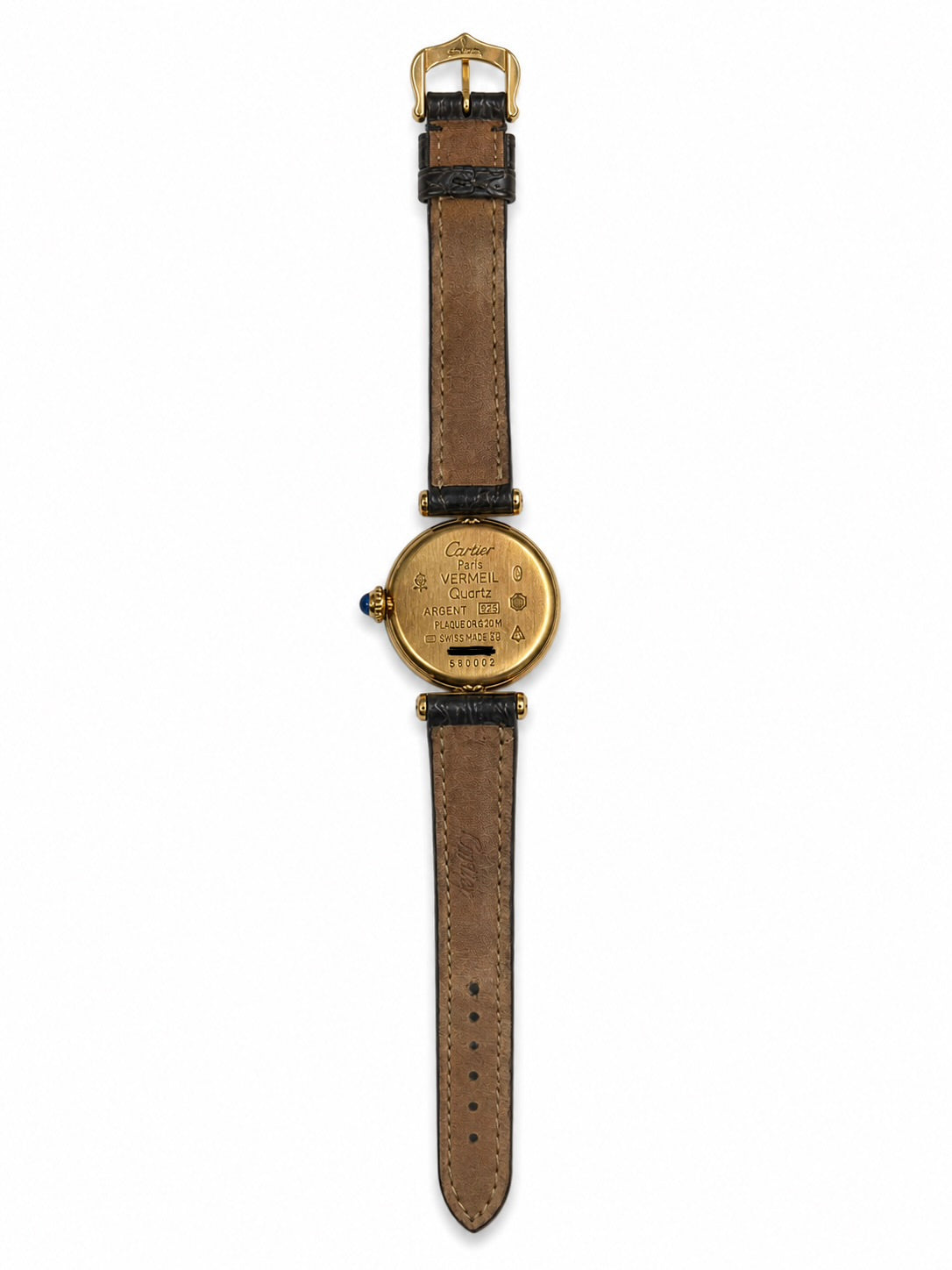 Cartier Vermeil Black Dial on BlackLeather Strap 590002