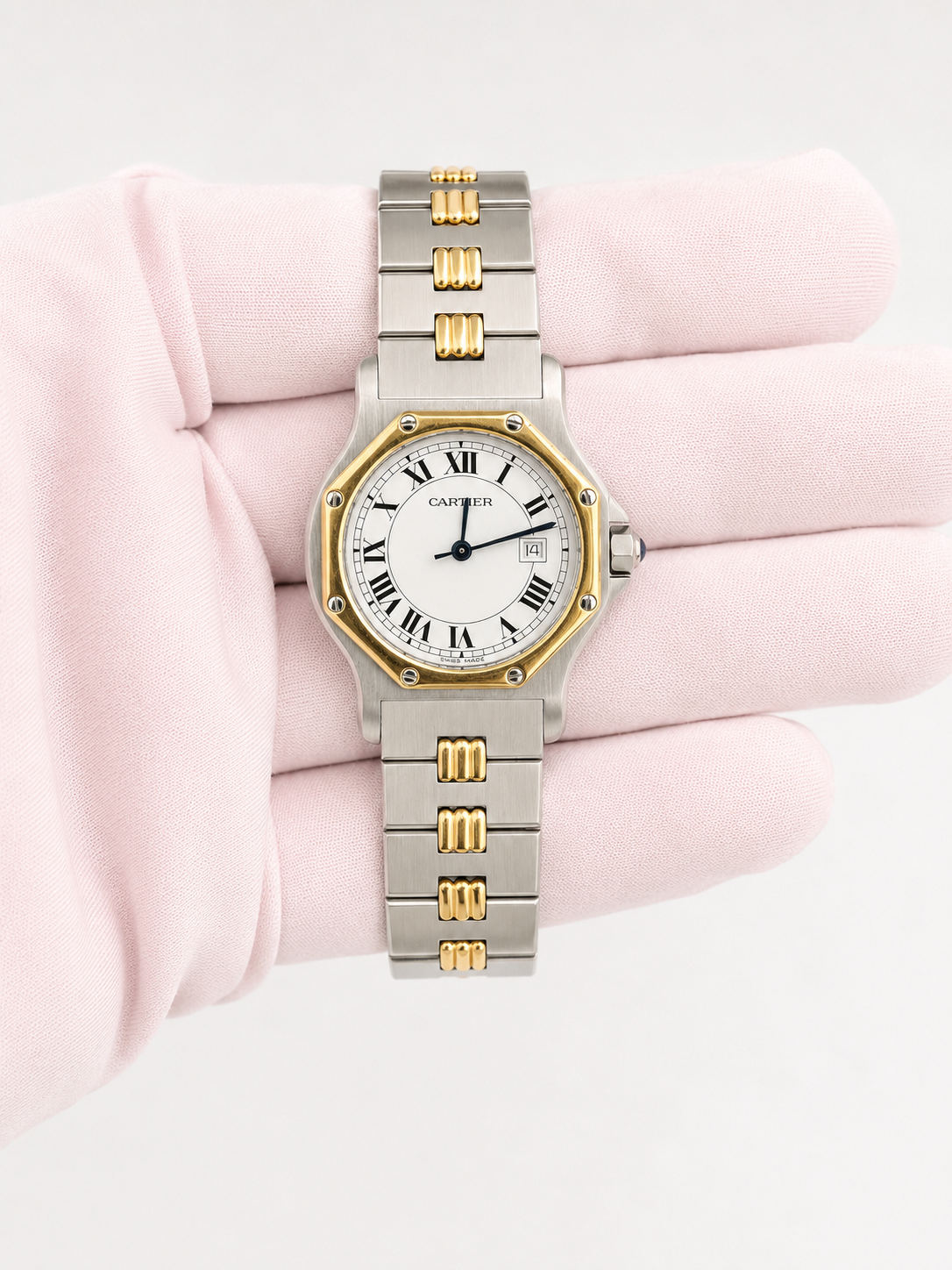 Cartier Santos Octagon White Dial on 2966