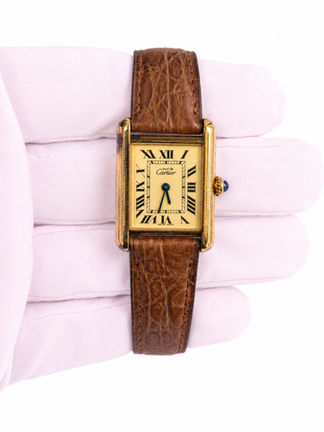 Cartier Tank Vermeil Lemon Must Ivory Dial on Strap W1017354 Papers 2002