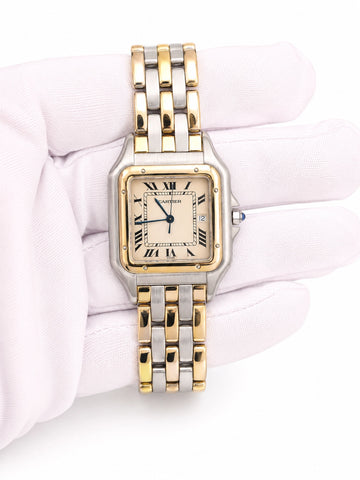 Cartier Panthere de Cartier Watch Jumbo Three-Row White/Cream Dial on Two Tone yellow Gold & Steel 183957
